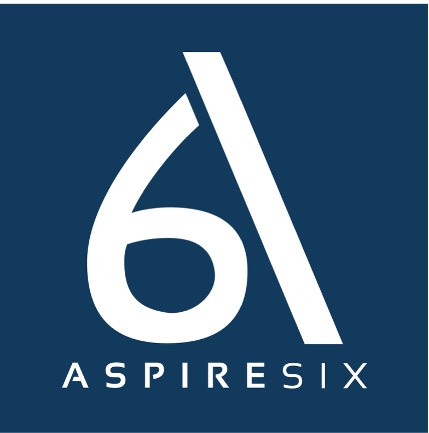 Aspire6 Vertical Logo White on Blue